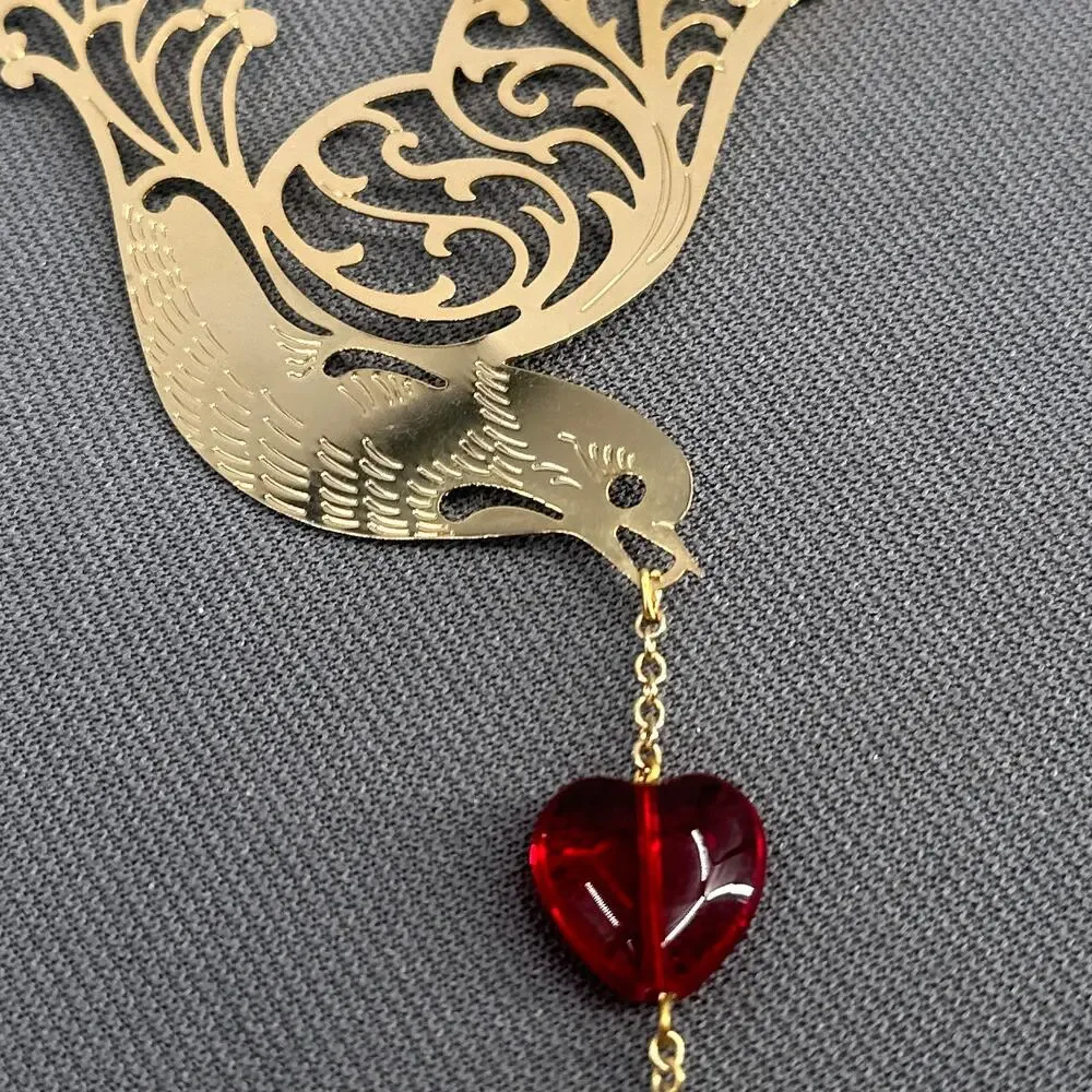 Lenox Across The Miles Christmas Ornament Gold Dove Red Heart Porcelain Tag Box